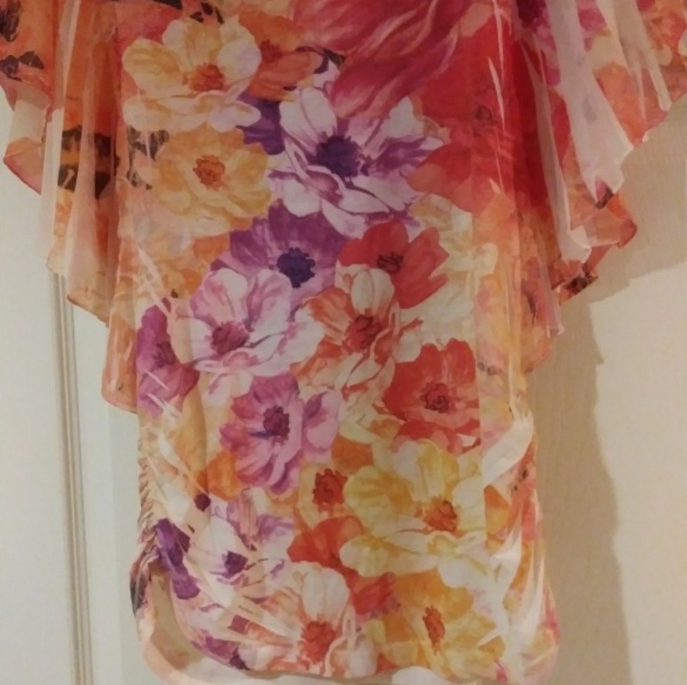 Butterfly Sleeve Ladies floral blouse